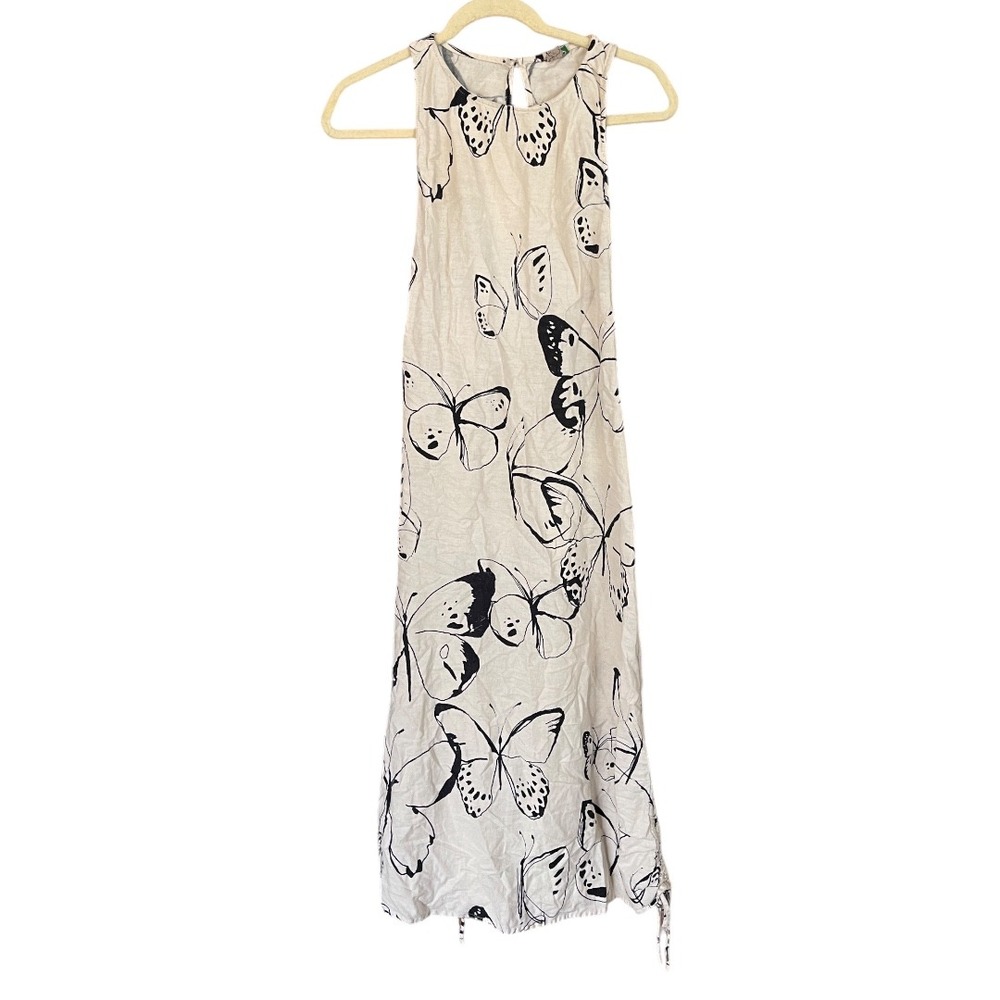FARM Rio Black and White Butterfly Midi Dress